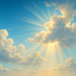 a blue sky with clouds and a sense of heavenly light