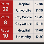 A bus timetable