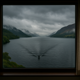 A view from a hotel window on the sides of Loch Ness - with a mysterious wake in the water