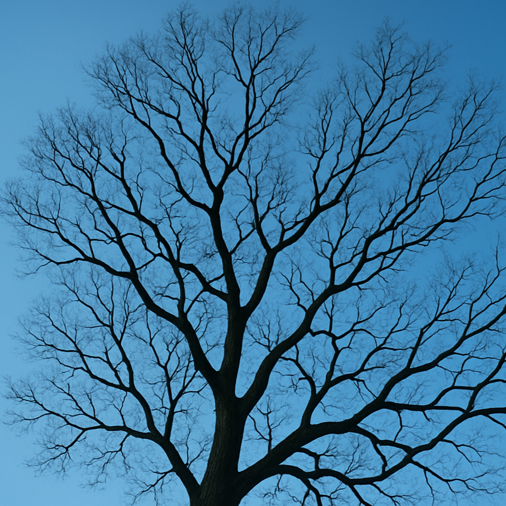 branches of a tree set against a blue sky