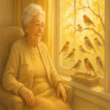 Dottie has dementia and loves watching the birds at the window in the bright sun