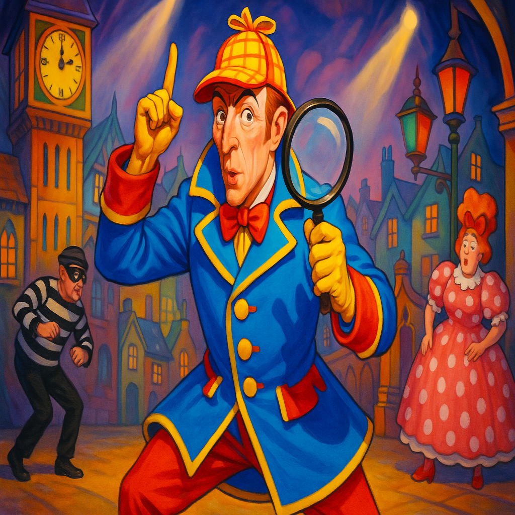 Sherlock Holmes in a pantomime setting